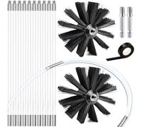 Topsky Lot de brosses de ramonage 4,1 m - Brosse pour tuyau de poêle Ø 150 mm avec 10 barres flexibles (410 mm) - Brosse en nylon pour cheminées et tuyaux - Compatible avec perceuse électrique
