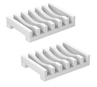 Topsky Set de 2 Porte-Savon Longs, Porte Savon Silicone Blanc, avec Drainage Auto-drainant, Design de séchage, pour Cuisine, Salle de Douche et Salle de Bain (Blanc)