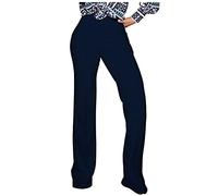 TOPSRANI Pantalon de Travail Taille Haute pour Femme - Style décontracté - Extensible - Jambe Large - Droit - Solide - pour Le Bureau et Le Travail, Noir, Small Longue