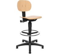 TOPSTAR Chaise d’atelier pivotante Tec 11 patins + anneau de pied hêtre 590-8...