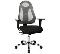 Topstar Free Art Chaise de Bureau Ergonomique chromée avec Dossier Design, accoudoirs réglables en Hauteur, Tissu, Gris Clair/Noir