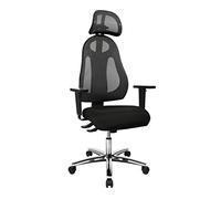 Topstar Free Art Chrom Fauteuil de Bureau pivotant recouvert de Tissu Noir avec accoudoirs et appuie-tête réglables en Hauteur 61 x 65 x 143 cm, Tissu, Noir/Anthracite, 61 x 65 x 143 cm