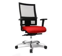 Topstar Sitness 60 Chaise de Bureau avec accoudoirs, Housse de siège, Housse en Maille, Rouge/Noir