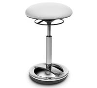 Topstar Sitness High Bob Tabouret de Travail Ergonomique en Aluminium Poli Hauteur d'assise 49-70 cm Revêtement en Tissu Blanc