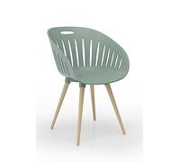 TOPSTAR T2023 Lot de 2 chaises d'extérieur en hêtre - Chêne teinté/Bol Olive