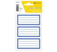 TopStick 1346 Étiquettes de livre ligné (76 x 35 mm, 5 feuilles, papier, mat) auto-adhésives, autocollants scolaires neutres pour enfants, filles et garçons, 15 étiquettes d'école, bleu et blanc