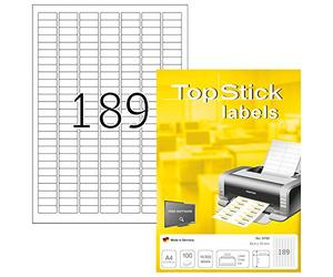 TopStick - Pochette de 1890 étiquettes autocollantes multi-usages (25,4 x 10 mm) Personnalisables et imprimables, Impression laser / jet d'encre, (8780)