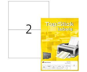 TopStick - Pochette de 200 étiquettes autocollantes multi-usages (210 x 148 mm) Personnalisables et imprimables, Impression laser / jet d'encre, (8718)