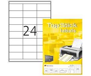 TopStick - Pochette de 2400 étiquettes autocollantes multi-usages (70 x 33,8 mm) Personnalisables et imprimables, Impression laser / jet d'encre, (8792)