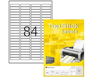 TopStick - Pochette de 8400 étiquettes autocollantes multi-usages (46 x 11,1 mm) Personnalisables et imprimables, Impression laser / jet d'encre, (8724)