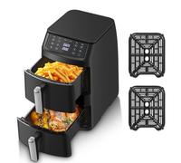 TopStrong Airfryer Friteuse à air chaud, 2 compartiments verticales, 11 l, double compartiment, design peu encombrant, 6 fonctions et 8 recettes, passe au lave-vaisselle, économie d'énergie, 2500 W