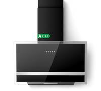 TopStrong Hotte Aspirante 60cm, 400m³/h Sans Balais, Évac/Recycl | 3 vitesses mécaniques, Éclairage LED, noir mat/verre, filtre alu 3 couches, kit montage + tuyau alu 1,5 m inclus