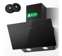 TopStrong Hotte Aspirante 60cm, A+++ Hotte de Cuisine inclinée Silencieuse, 400m³/h Hotte aspirante sans Evacuation ou Recyclage Inclus Filtres Charbon, 3 Vitesses + Boost Fonction, 58 dB, Noire