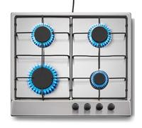 TopStrong Plaque de Cuisson Gaz 4 Feuxs Inox, Plaque Gaz 4 Feux en Acier Inoxydable, Sécurité Thermocouple, Encastrable Table de Cuisson 60cm, Gazs Naturel/Propane