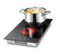 TopStrong Plaque Vitrocéramique 2 feux, Plaque de cuisson electrique, Encastrable Plaque de Cuisson électrique 30 cm avec Contrôle Tactile, 3000W, Minuterie 99min, Verrouillage Enfant