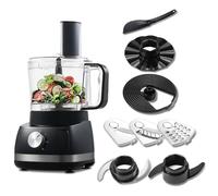 TopStrong Robot Cuisine Multifonctions, 800W Robot Multifonction, 2L Robot de Cuisine, 6 en 1 Robots Ménagers, Food Processor Inclus Hachoir, Crochet Pétrisseur, Mixeur, 3 Vitesses Réglables
