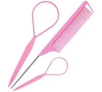 Topsy Queue Outil Cheveux MORGLES French Braid Loop Tool avec Peigne Queue de Rat Rose