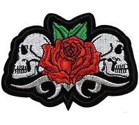 topt mili lot 2 ecusson Tete de Mort Rose Skull Crane thermocollant 9,5x7,5cm patche Insigne Biker