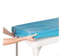 TopTableCloth Nappe carre ajuste en vinyle carreaux blancs et bleus 34 x 34 pouces Nappe de table de Nol Coin lastique pour couverture de t