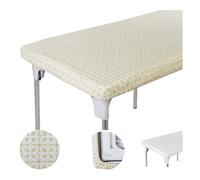 TopTableCloth Nappe d'extérieur élastique jaune or à motifs 1,2 m 61 x 122 cm, rectangulaire, pliable, en vinyle, pour Noël, camping, pique-nique