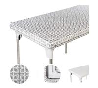 TopTableCloth Nappe en plastique vinyle motifs argents 1,2 m 48 x 24 pouces Nappe lastique rectangulaire ajuste pour table de pique-nique pl