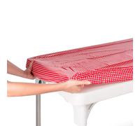 TopTableCloth Nappe en vinyle avec envers en flanelle, lot de 2, 1,8 m, 183 x 76 cm, carreaux rouges et blancs, lastique pour coin de table pl