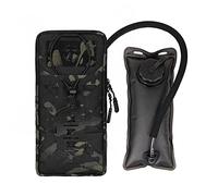 TOPTACPRO Pochette d'Hydratation Tactique avec Vessie 1L Universelle pour Sac d'Hydratation à Eau 1L Poche d'Hydratation Molle Découpée au Laser 500D Nylon (Multi-Camo Black)