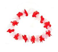 TopTen Collier hawaïen, Collier de Fleurs Malte 45 cm diamètre, Blanc/Rouge, 100cm Long, Coupe du Monde, Football, Produits pour Les Fans