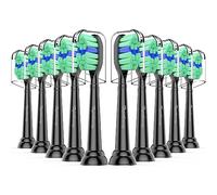 Toptheway Lot de 10 têtes de brosse à dents de rechange compatibles avec Philips Sonicare Protectiveclean Dailyclean Plaque Control 4100 5100 5300 C2 W2 G2 Noir