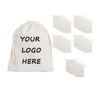 TOPTIE 25 pièces Sacs cadeaux personnalisés en toile de mousseline de coton, Pochettes à bijoux personnalisées avec cordon de serrage, cadeaux de fête