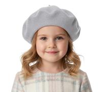 TopTie Béret classique français en laine pour garçons et filles de 2 à 8 ans, gris, taille unique
