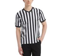 TOPTIE Chemise d'arbitre pour Homme Officiel col en V Maillot rayé Noir et Blanc Maillot d'arbitre Articles de Sport