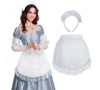 TOPTIE Demi-tabliers blancs en dentelle avec bandeau, Tablier blanc serveuse Tablier soubrette, déguisement de cosplay