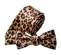 TopTie Ensemble cravate et nœud papillon, unisexe, motif léopard, marron, taille unique