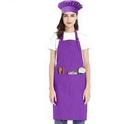 TOPTIE Ensemble Tablier réglable et Toque de Chef en Toile de Coton pour Hommes et Femmes, Uniforme de Chef Durable avec 2 Poches
