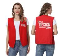 TOPTIE Gilet de bénévole personnalisé sans boutons unisexe avec logo imprimé pour activité de commis de restaurant, supermarché