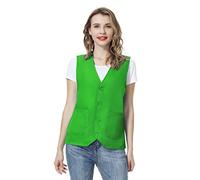 TOPTIE Gilet de travail unisexe pour activités bénévoles, Uniforme de supermarché, Gilet Boutonné, vert 1, M