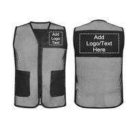TOPTIE Gilet en maille personnalisé pour adulte, Gilet d'uniforme de bénévoles multi-poches avec fermeture éclair pour équipe de supermarché