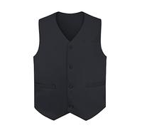 TOPTIE Gilets sans manche Homme Gilet de Costume avec Boutons unisexe pour commis de supermarché et bénévole, Noir, S