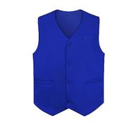 TOPTIE Gilets sans manche Homme Gilet de Costume avec Boutons unisexe pour commis de supermarché et bénévole, Bleu, XL