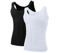 TOPTIE Lot de 2 Débardeur Gainant Homme Minceur Body Shaper Compression Shirt Shapewear Sculpting Vest Muscle Tank