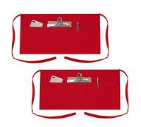 TOPTIE Lot de 2 tabliers de taille de serveuse serveur serveur Bistro avec 3 poches, demi-tabliers de chef de cuisine de restaurant, 61 x 30,5 cm H-rouge