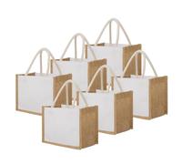 TOPTIE Lot de 6 Sacs fourre-Tout en Toile de Jute avec poignées en Coton, Sacs de Mariage de Demoiselle d'honneur, Sacs d'épicerie réutilisables, Fourre-Tout de Plage S (22x16x13cm)