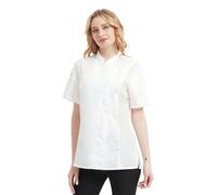 TOPTIE Manteau de chef à manches courtes pour femme Blanc avec maille S