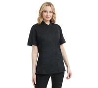 TOPTIE Manteau de chef à manches courtes pour femme Noir avec maille L