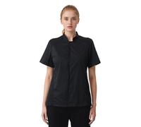 TOPTIE Manteau de chef à manches courtes pour femme Noir3 M