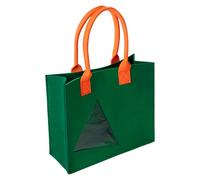 TOPTIE Sac Cabas en Feutre Vert avec Anses Orange 30 x 25 x 10 cm, Élégant Sac Cadeau pour Cadeaux de Fête