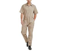 TOPTIE Salopette de Travail Homme, Combinaison de Travail d’été à Manches Courtes, Vêtements de Travail Poids léger avec Taille élastique