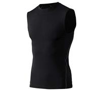 TOPTIE Sans Compression Hommes T-shirt d'entraînement Sportif de la Couche de Base Black M