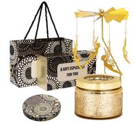 Toptime Cadeau Anniversaire Femme, Doré Rotatives Bougie Parfumées avec Motif Fée, Cire de Soja Cadeau Femme Longue durée Jusqu'à 25 Heures, Lavande Bougie Decorative pour Fete des Grand Mere Nolé